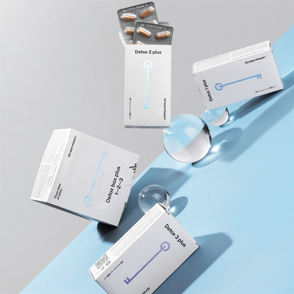 Greenflash Кейс "Detox Step 1–3 PLUS" Мягкое очищение организма, 3 шага по 40 капсул, на 30дней