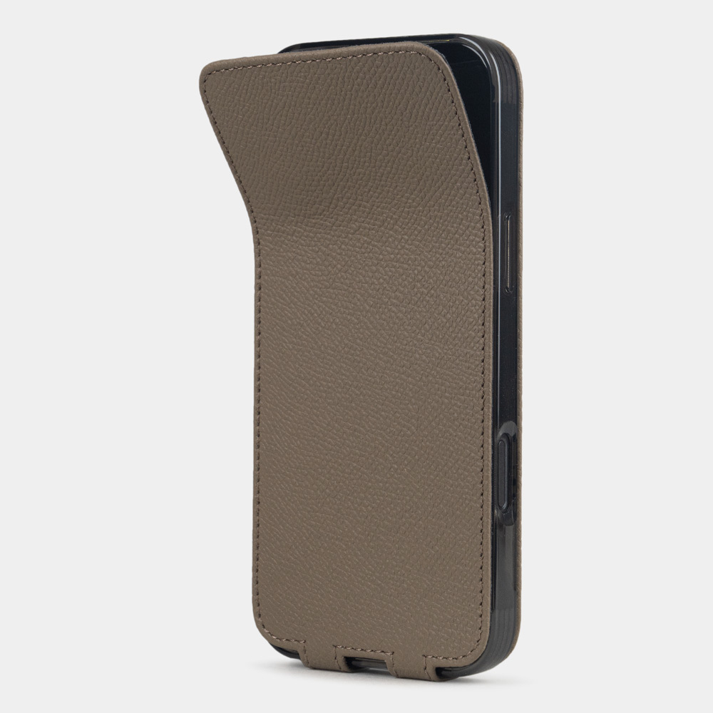 Чехол iPhone 16 Pro Max натуральная кожа сафьяно, бежевого цвета