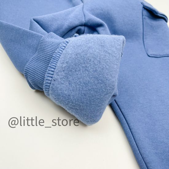 Джоггеры из футера с начесом, Синие