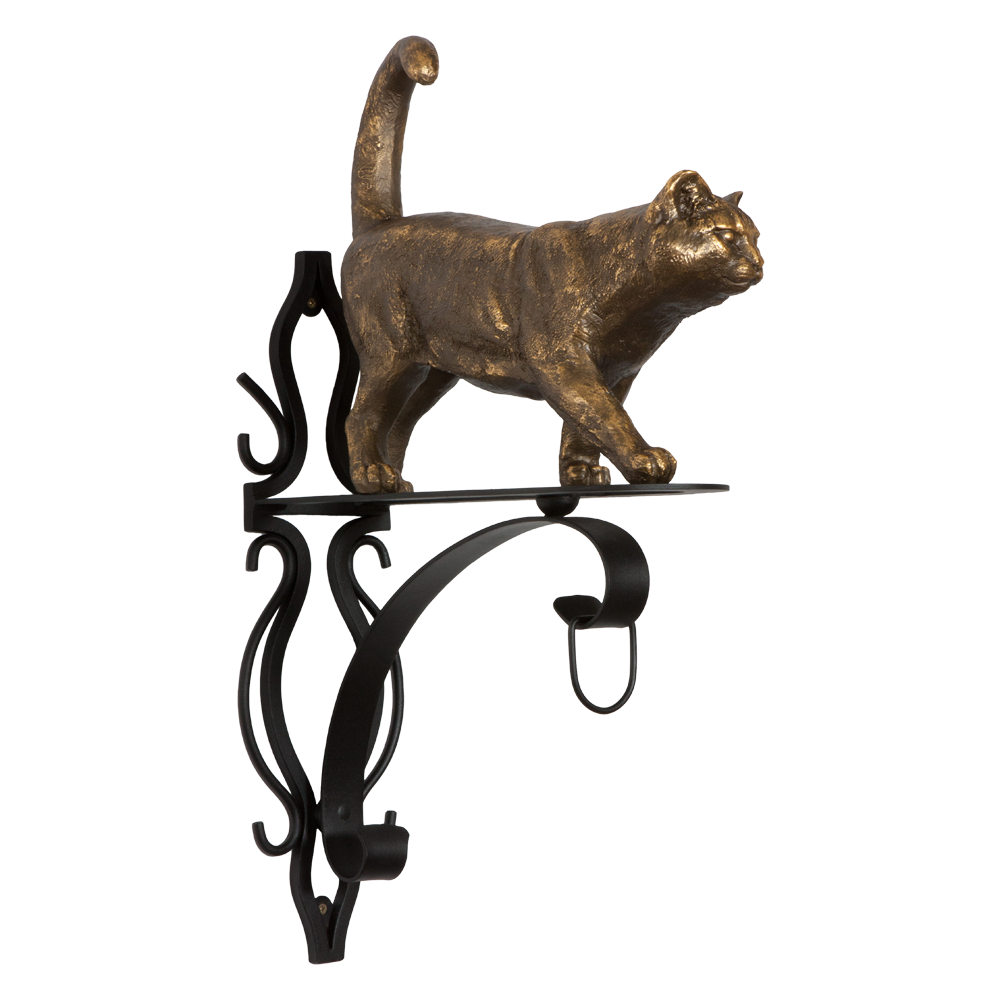 Кронштейн для цветов Кот Welcome Бронза