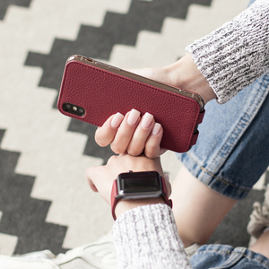 Чехол для iPhone X/XS из натуральной кожи теленка, вишневого цвета