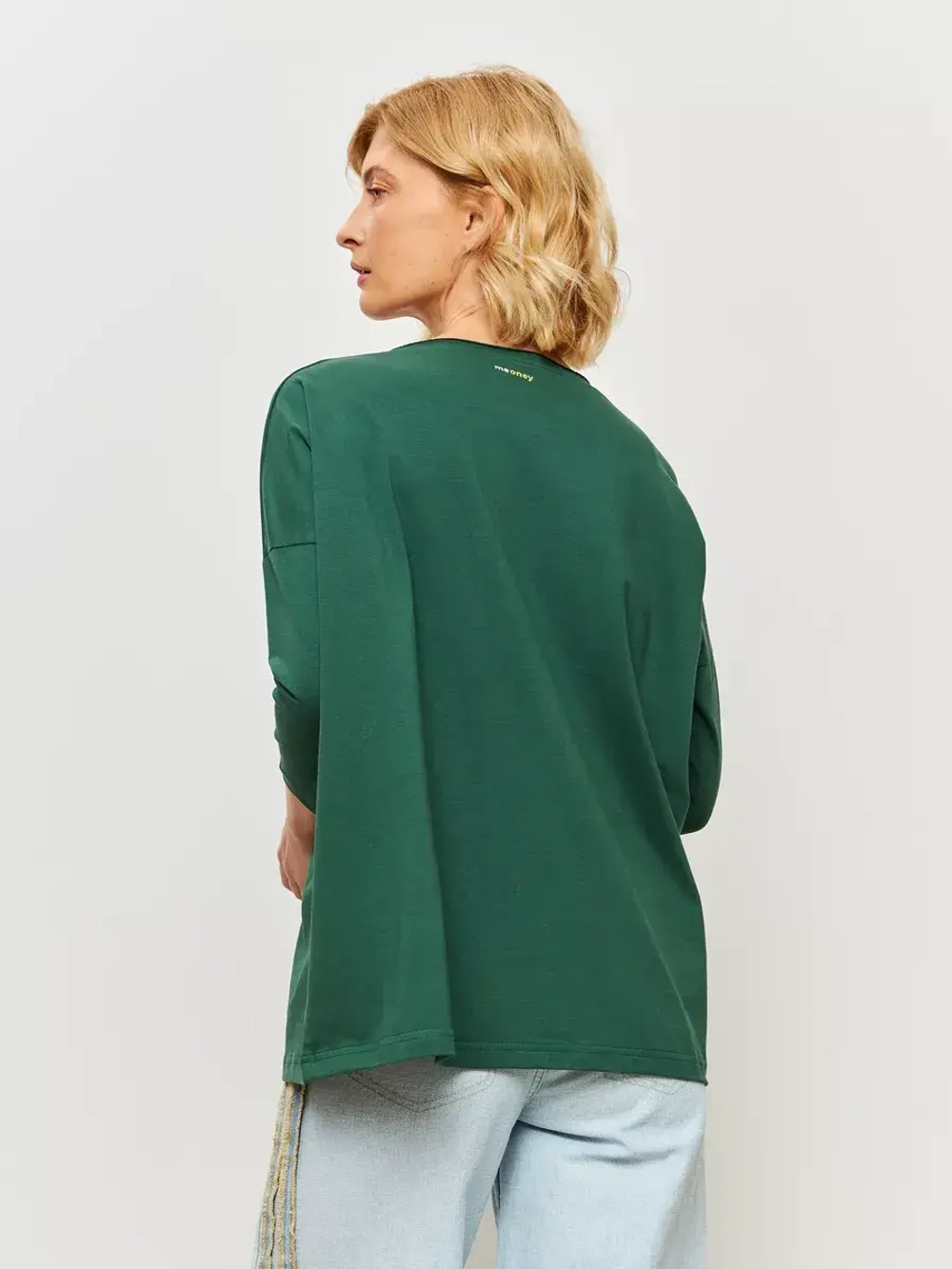 Лонгслив оверсайз с рукавом 3/4 изумрудный