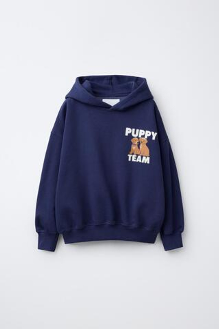 ZARA ХУДИ С ПРИНТОМ «СОБАКА», СИНИЙ