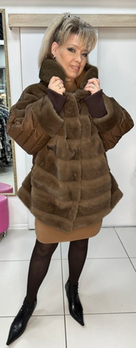 Комбинированная куртка-шубка из искусственного меха