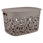 Коробка ФЛОРА 25л с крышкой французcкий серый (комплект 5 шт)