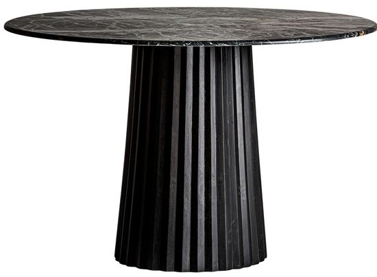 Обеденный стол из дерева Plisse 121 см черный мрамор и дерево Испания