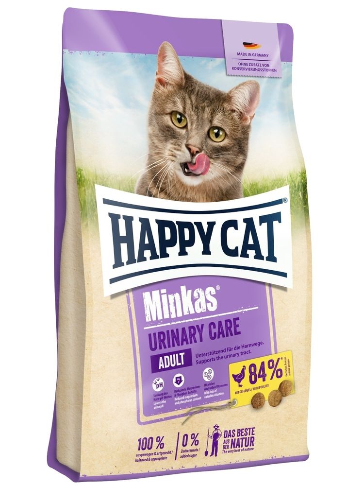 Сухой корм Happy Cat Minkas Adult Urinary Care для кошек всех пород для профилактики МКБ с птицей 20 кг