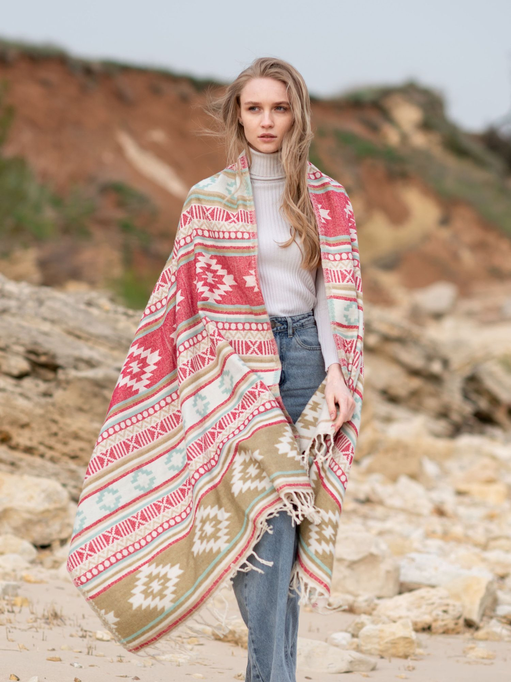 Шарф теплый с орнаментом Сканди