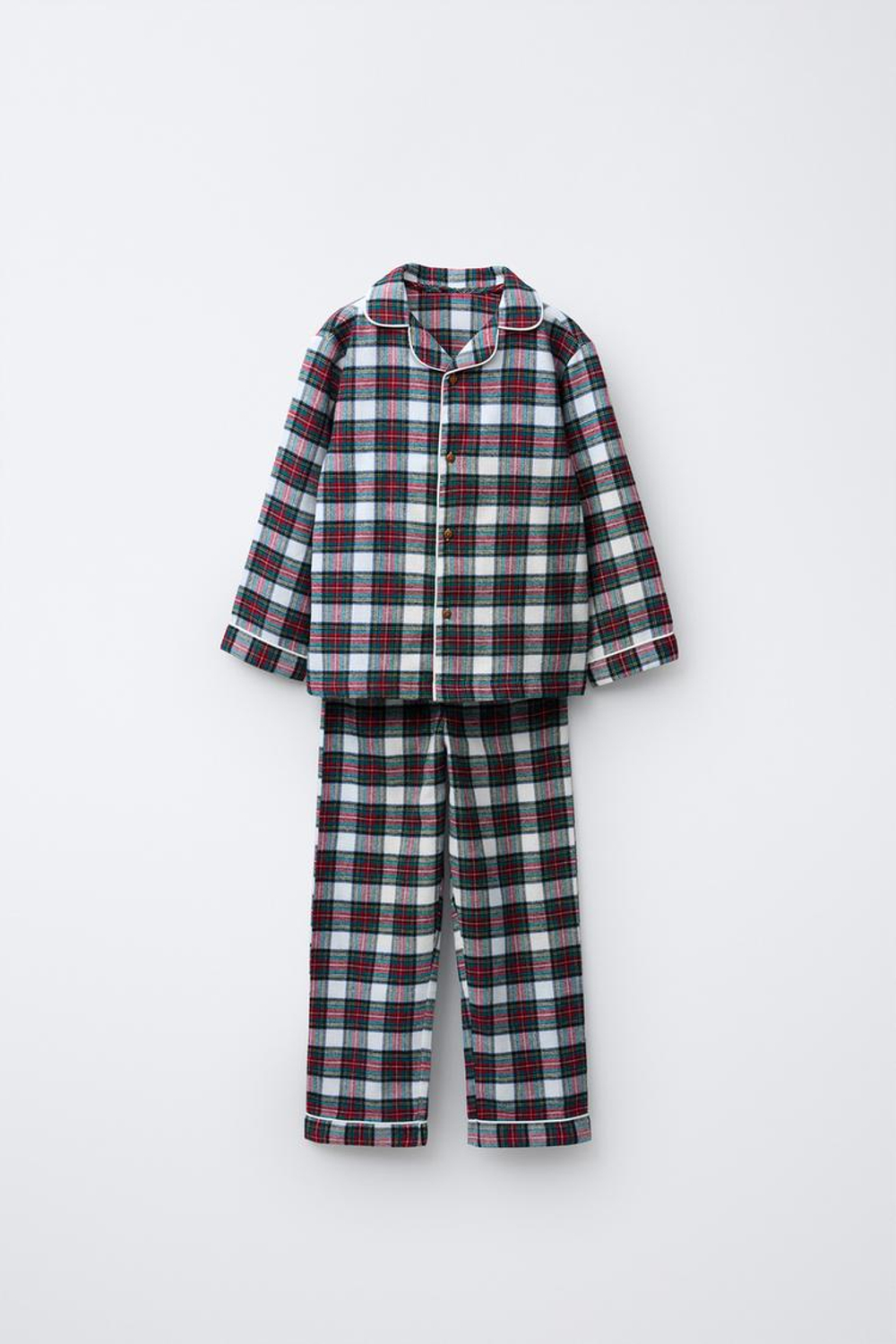 ZARA ФЛАНЕЛЕВАЯ ПИЖАМА В КЛЕТКУ, ЭКРЮ