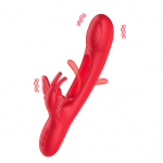 Красный вибратор-кролик 25см с функцией фингеринга Secwell Flicking Butterfly Rabbit Vibrator SW2029