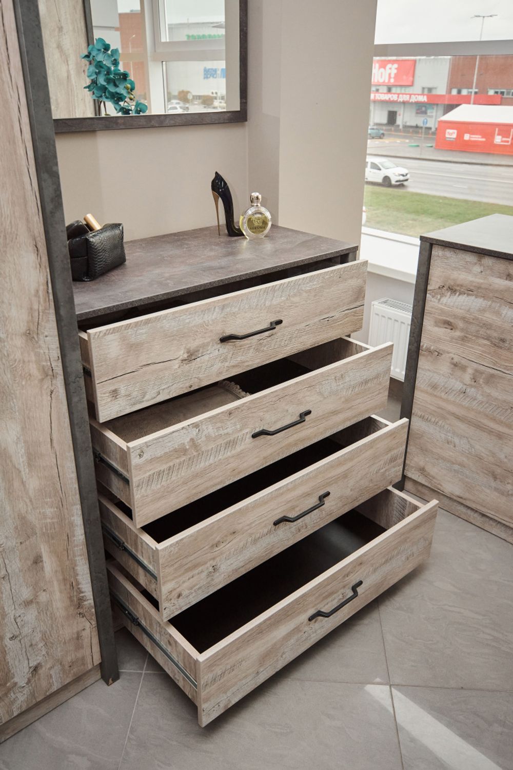 Коллекция Клео Комод Дуб Юкон/Ателье темное (Набор)