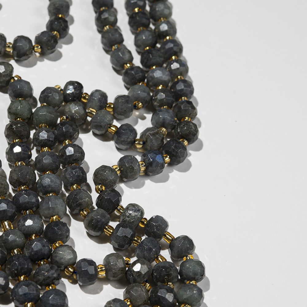 Лабрадор натуральный, рондели, микроогранка 8*6мм