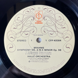 Винтажная виниловая пластинка LP Brahms Брамс, Halle Orchestra, James Loughran Симфония Symphony No.4 In E Minor (Англия 1974)