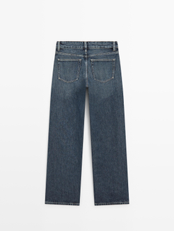 Massimo Dutti Джинсы средней посадки с широкими штанинами, средне-синий