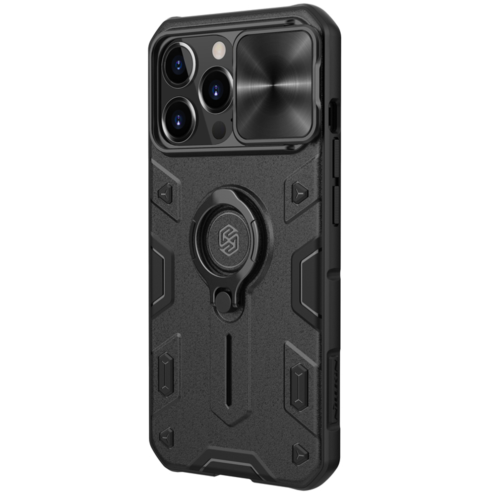 Чехол от Nillkin CamShield Armor для смартфона iPhone 13 Pro, с кольцом и металлической защитной шторкой для камеры