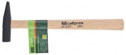 Молоток слесарный, 200 г, квадратный боек, деревянная рукоятка 10211