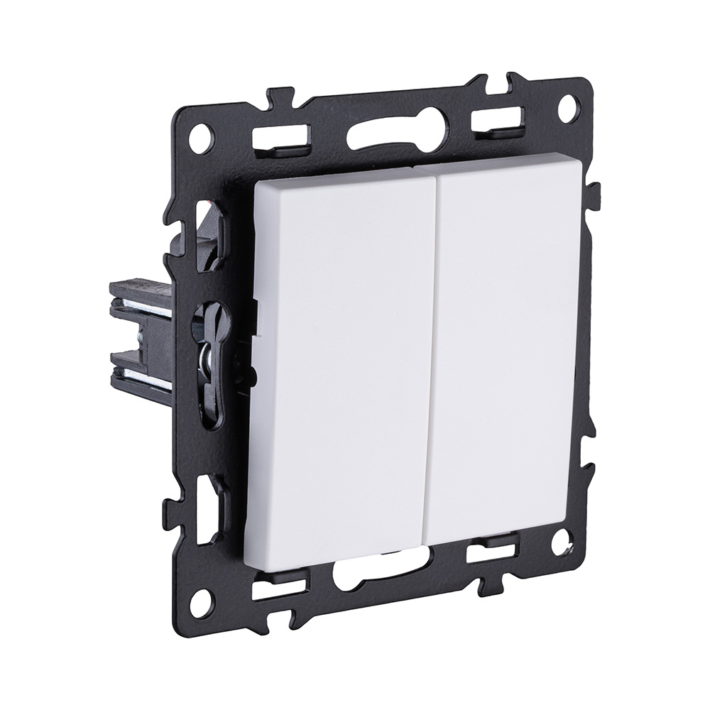 Выключатель кнопочный 2-клавишный 10А/250В, белый Kollinger Asthetik AS-025WH