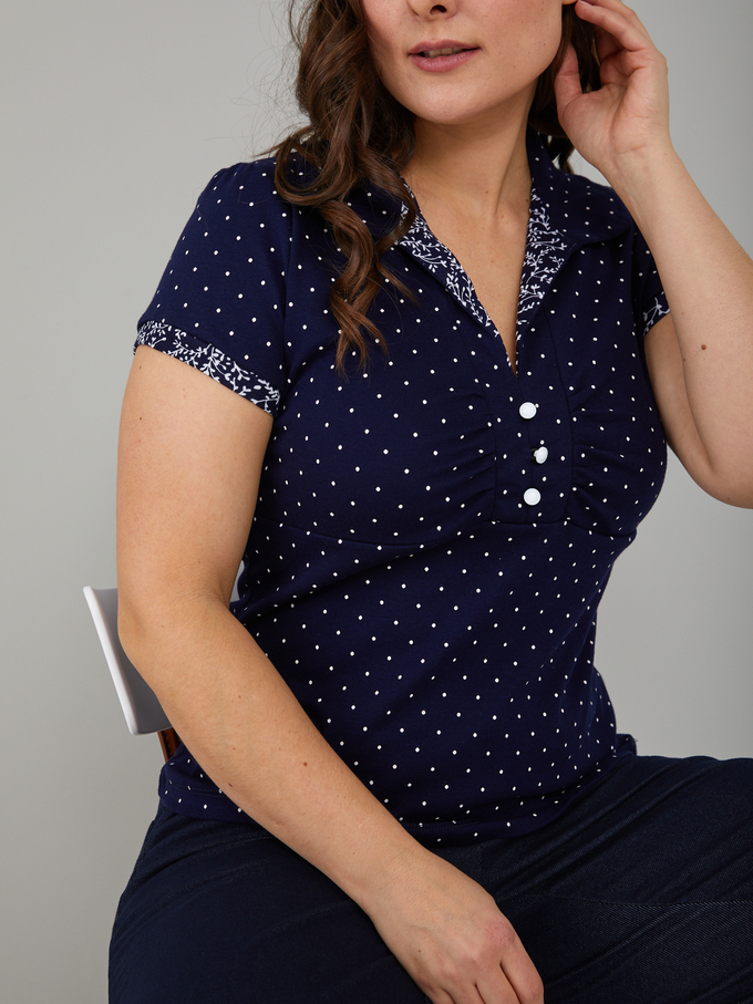 Блузка БЛ-115/синийгорошек-веточки