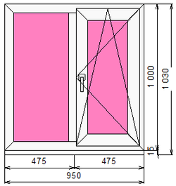Пластиковое окно 1000 х 950 ТермА Эко