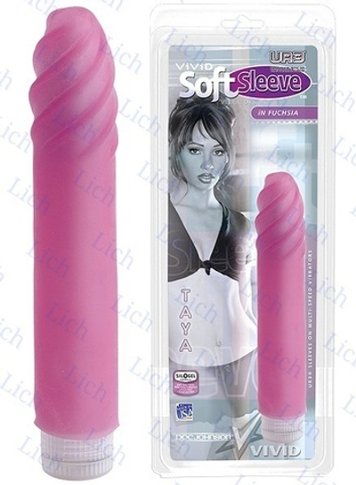 Розовый вибратор TAYA с насадкой из UR3