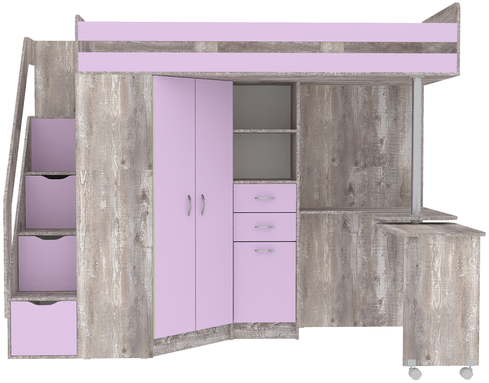 Кровать-чердак КарИВи Мийа Люкс Бетон Ирис