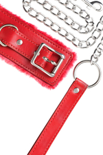 Красный ошейник с подкладкой из меха