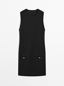 Massimo Dutti Короткое платье с пуговицами, черный