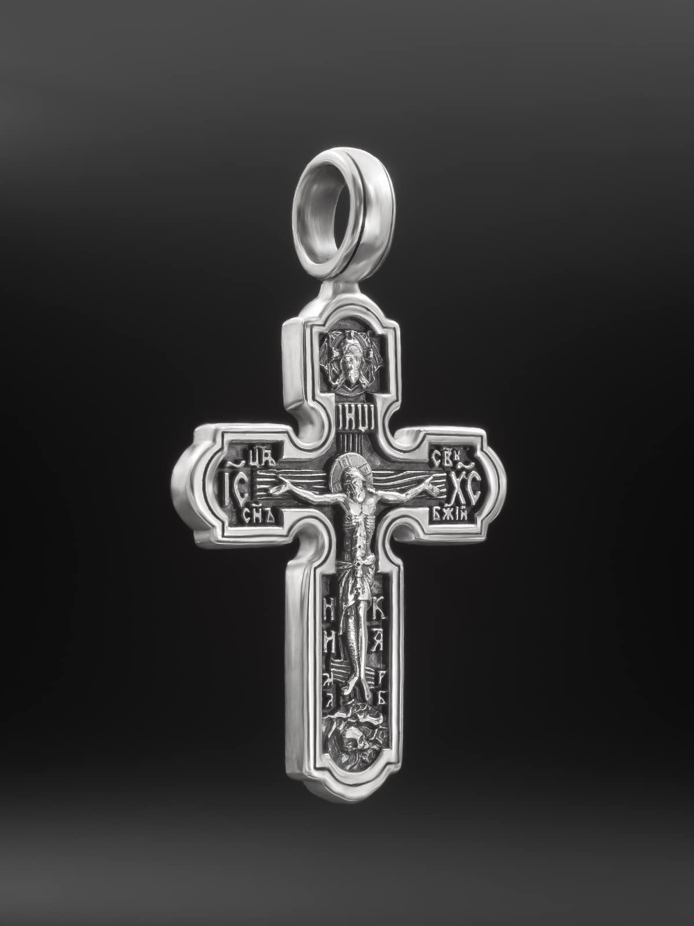 Крест православный "Христос и Елена" из серебра