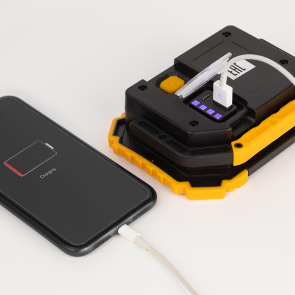 Светодиодный фонарь ЭРА Рабочие Практик PA-802 прожектор аккумуляторный 15Вт, COB, 6 режимов | Прожекторные фонари