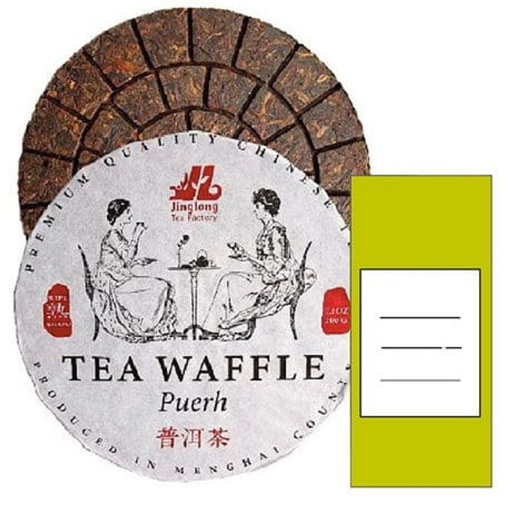 59274.22 ПРОБНИК Чай прессованный черный Пуэр Шу "Цзинлун, Waffle Tea" (Минибин, 200 гр) без бамбука