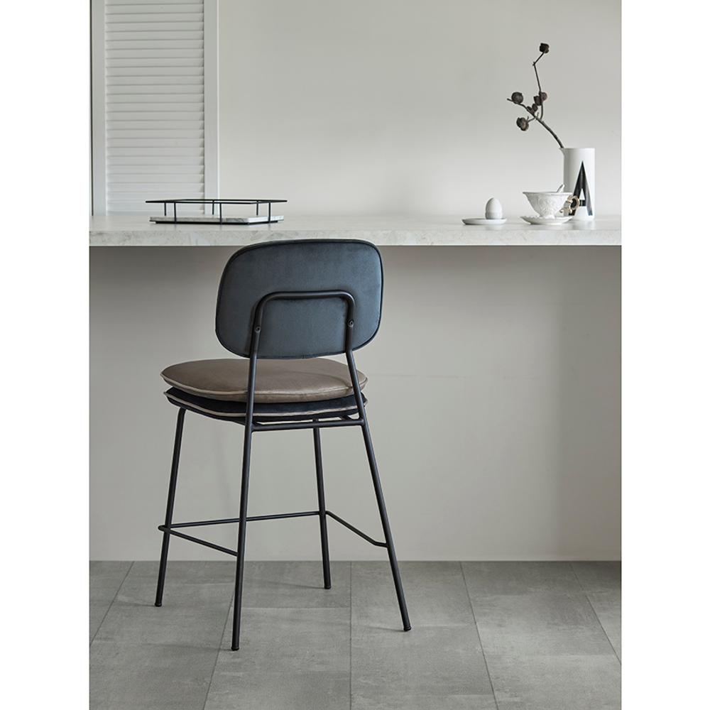 Стул полубарный Bergenson Bjorn Pea, велюр, темно-серый/бежевый