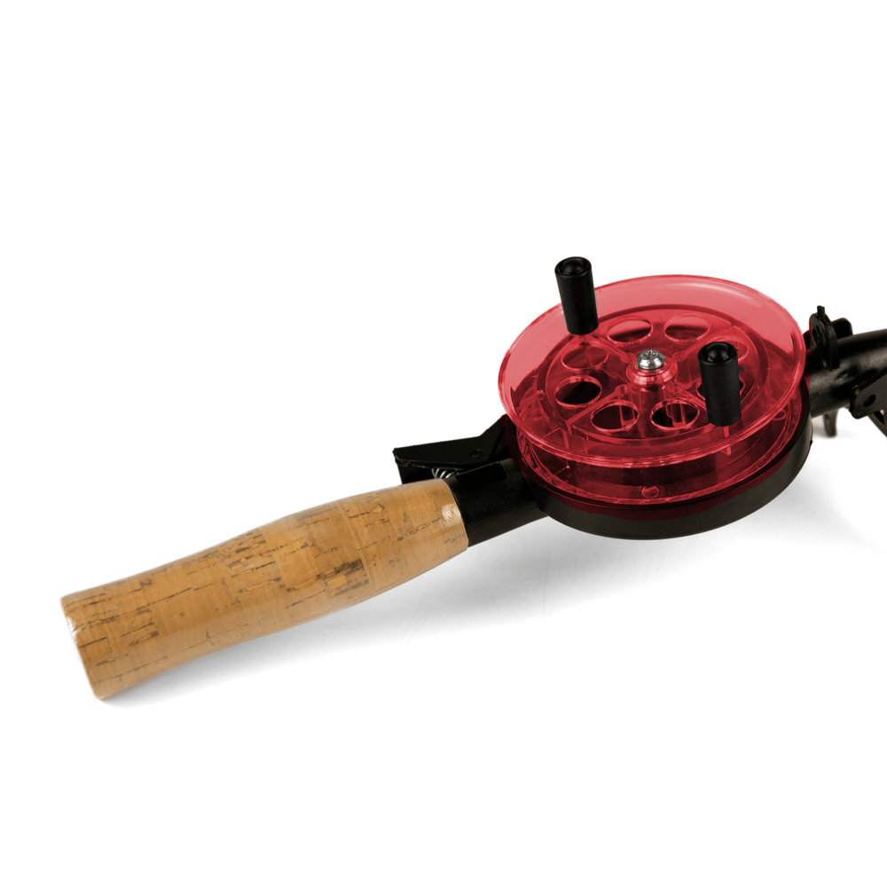 Удочка зимняя Три Кита Техно d-75, с пробковой ручкой (хлыст стекловолокно), Красная