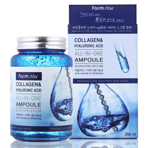 Сыворотка для лица увлажняющая FarmStay Collagen & Hyaluronic Acid All-In-One Ampoule, 250мл