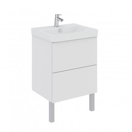 Тумба Юнит 55 белый глянец, Раковина Адриана 55