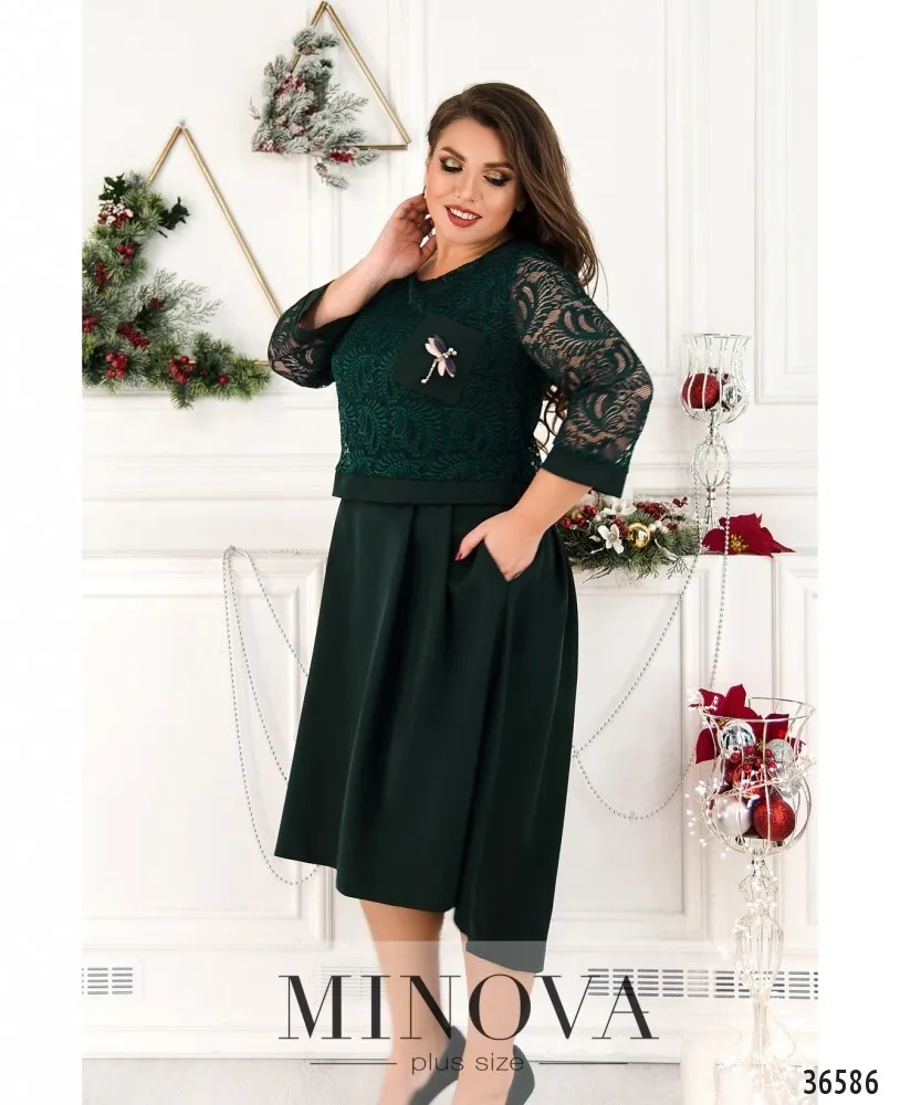 Платье 8619-1-темно-зеленый Minova