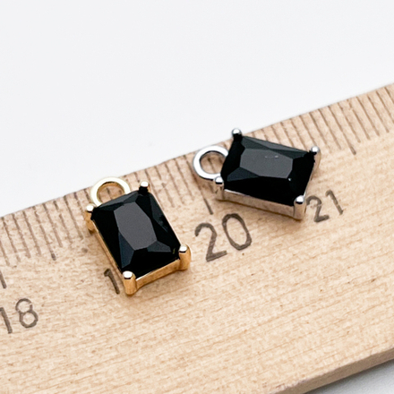 Подвеска Прямоугольник, цвет золото+черный, размер 10*6 мм, цена за 1 шт