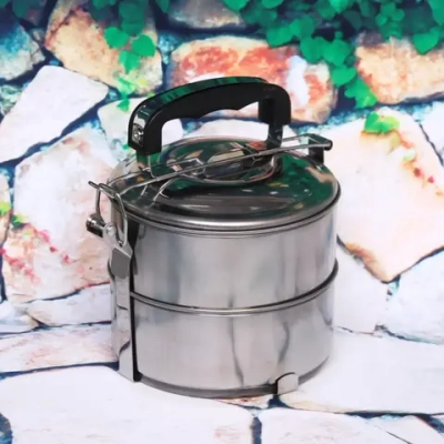 Контейнер для продуктов металлический 13*11см 2уровня, пластиковая ручка