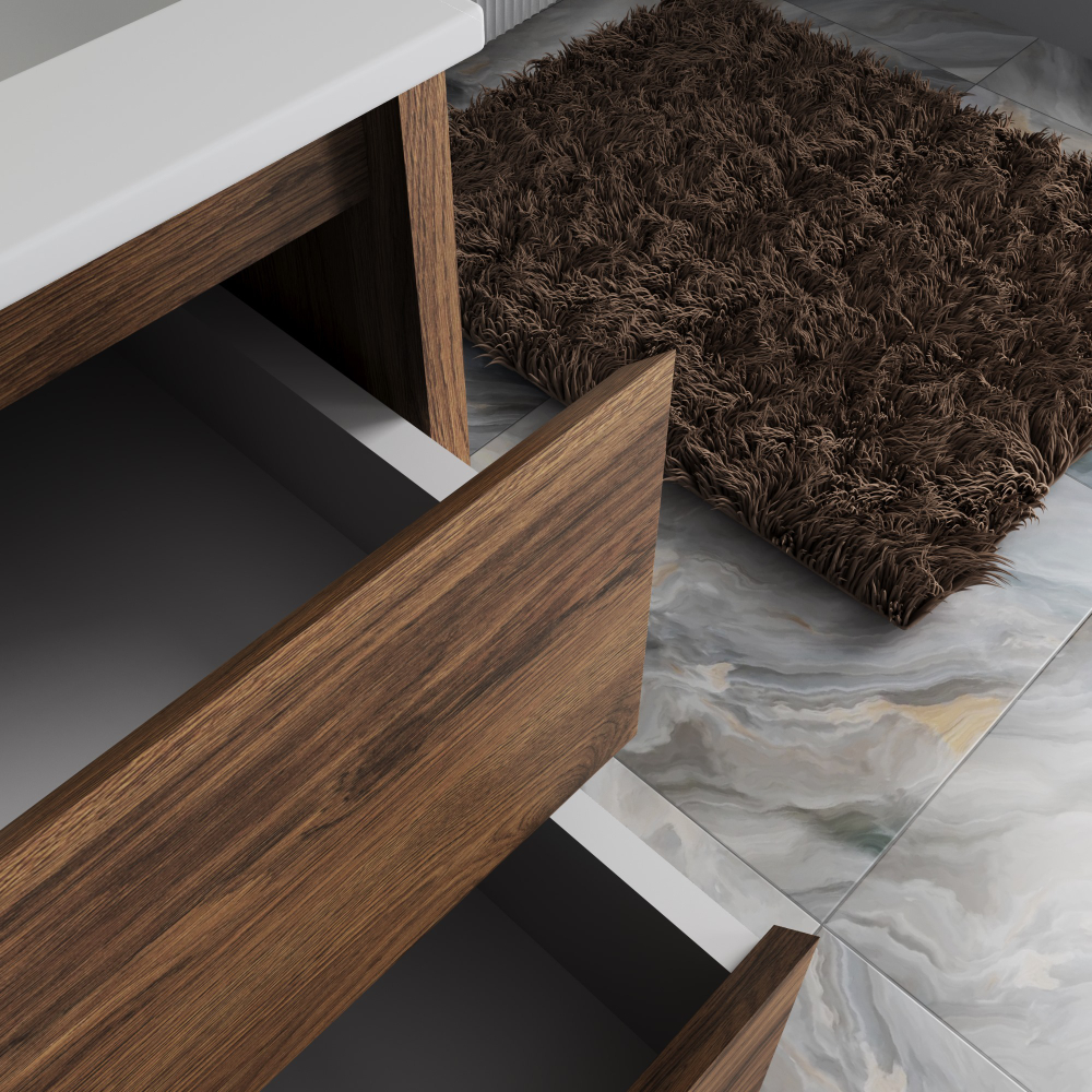 Тумба под раковину Vincea Gio 600 подвесная, 2 выкатных ящика soft-close, C.Oak