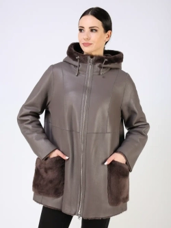 Дубленка зимняя двухсторонняя шуба с капюшоном