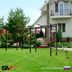 Уличная шведская стенка Sv Sport рукоход х 2 с комплектом турник прямой У52533 (Турник/Брусья/Скамья/Гнездо 80см/Кронш бокс)
