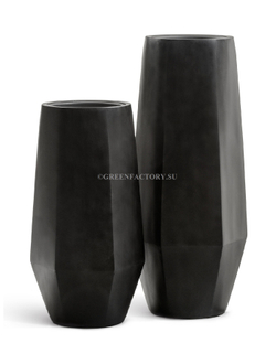 Кашпо TREEZ Effectory - серия Crystal - Высокий многогранник - Антрацит