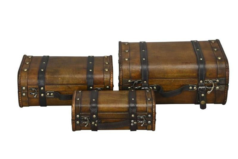 Набор из 3-х декоративных чемоданов коричн. 25x14x10/30x20x13/35x26x16см + 3/4см ручк
