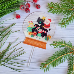 Топпер «Merry Christmas» волшебный шар (Санта с эльфами)