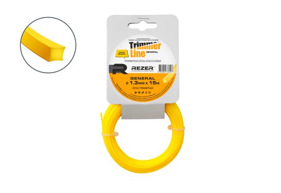 Леска для триммера "REZER" GENERAL (1.3 мм, 15 м) квадрат