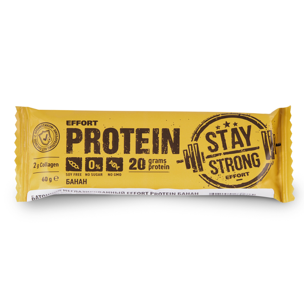 Батончик неглазированный Effort protein МИКС банан // банан/манго // клубника // дыня/клубника
