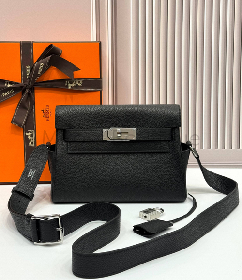 Черная сумка Hermes Kelly Messenger PM