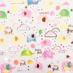 Упаковочная бумага (0,5*0,7 м) С Рождением Девочки (разноцветные слоники), Розовый, 1 шт.
