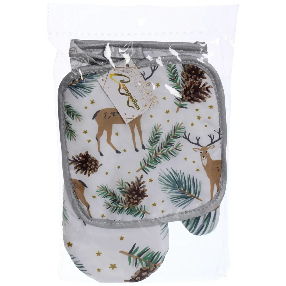 Прихватка в наборе с варежкой «Северный Олень», 17,5*17,5 см и 27*17 см