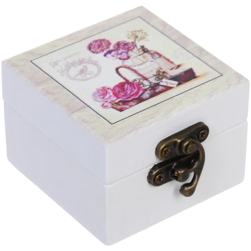 Шкатулка деревянная с зеркалом «МАРЦИПАН», гортензия, 6.5*6.5*4.5см (в коробке)