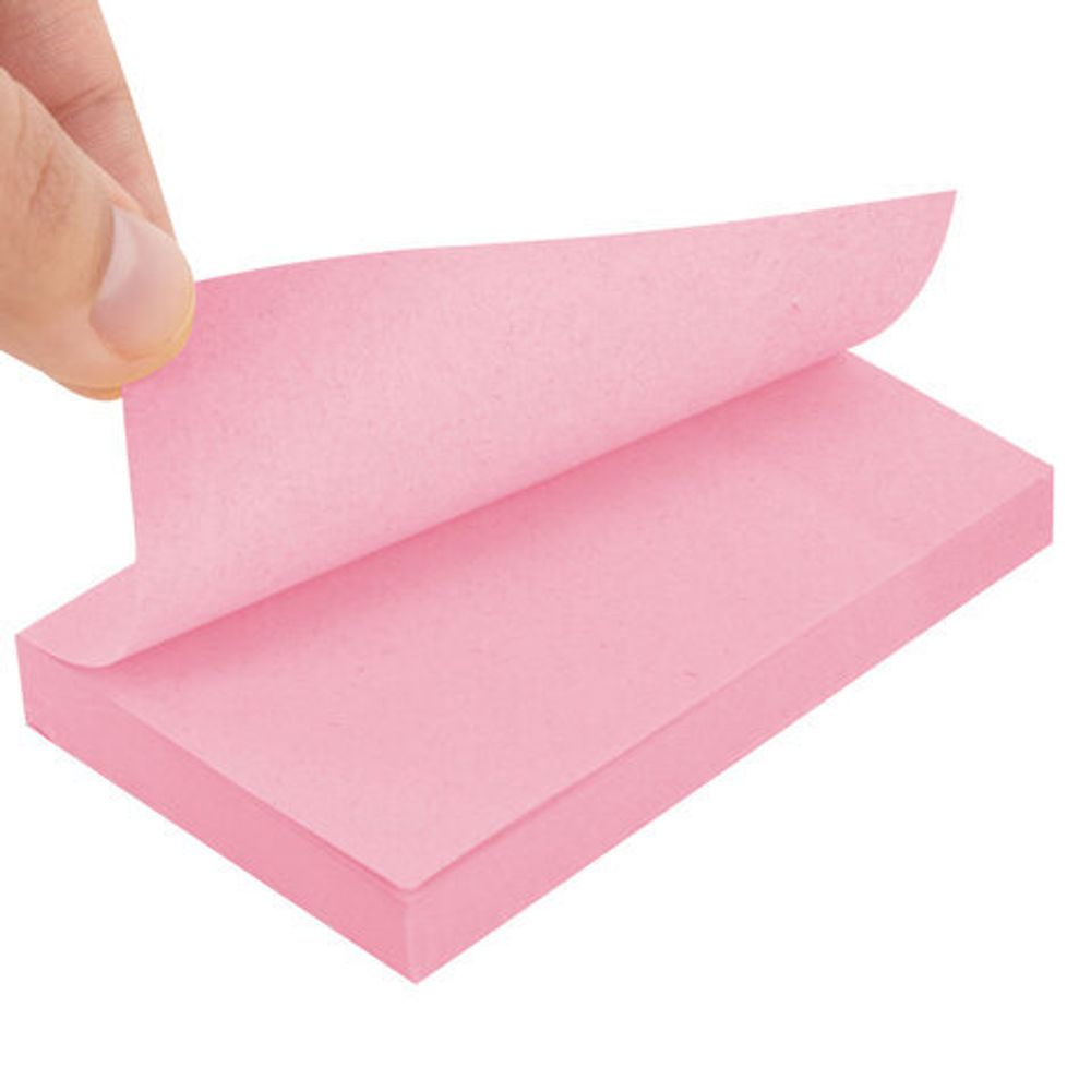 Блок самоклеящийся (стикеры) STAFF STANDARD, ПАСТЕЛЬНЫЙ 76х51 мм, розовый, 100 листов, 116584